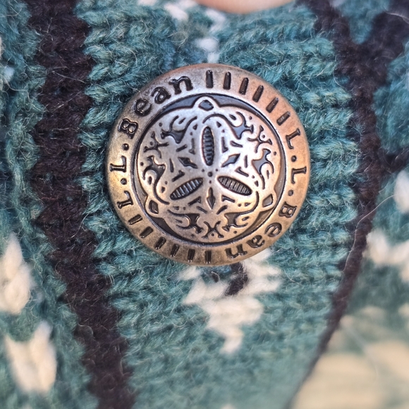 L.L. Bean Fair Isle Design 100%Lambs Wool Button Front Cardigan Sweater 2XL - Picture 5 of 9